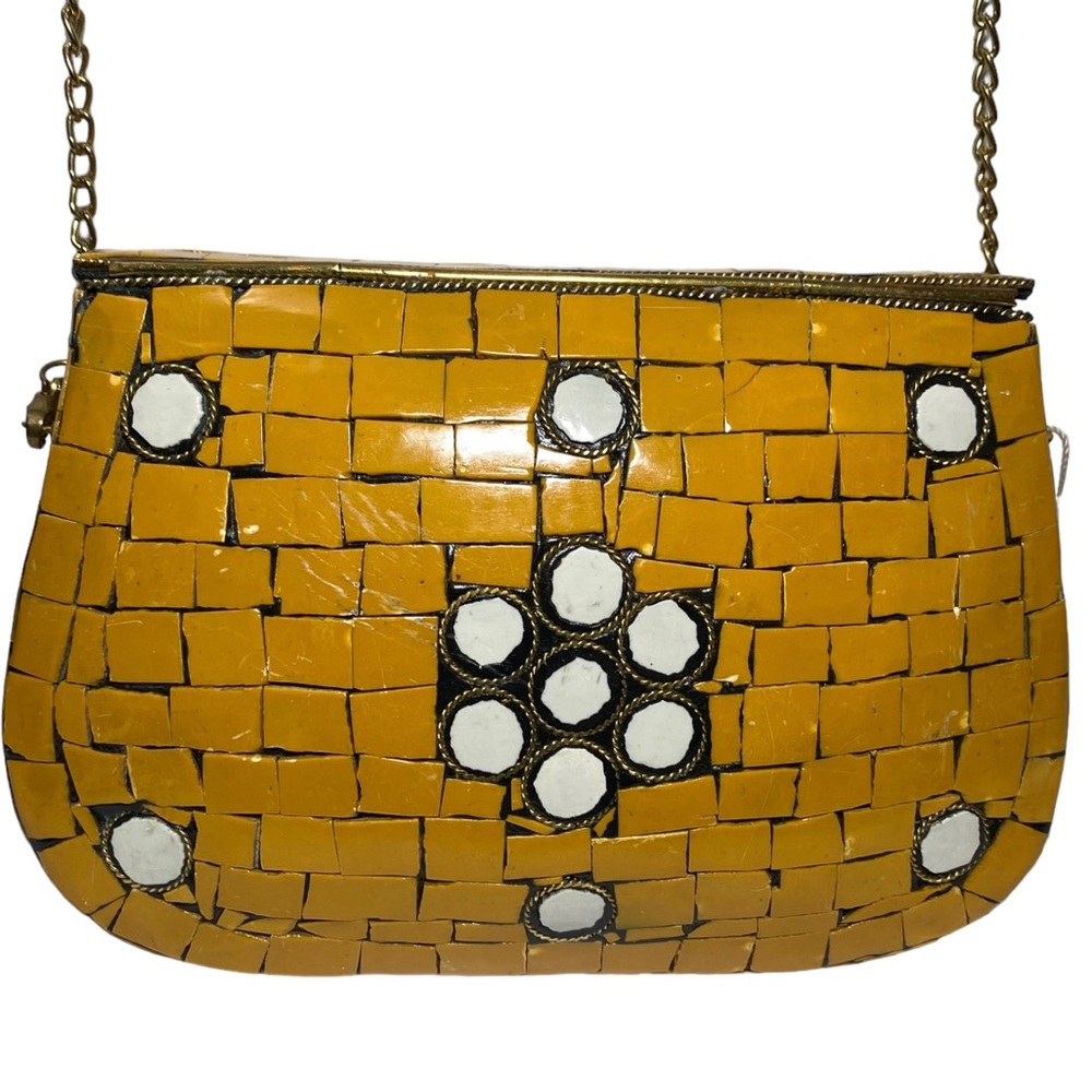 Antik Kraft Mosaic Pattern Yellow and Gold Women's Bag - Picture 2 of 13